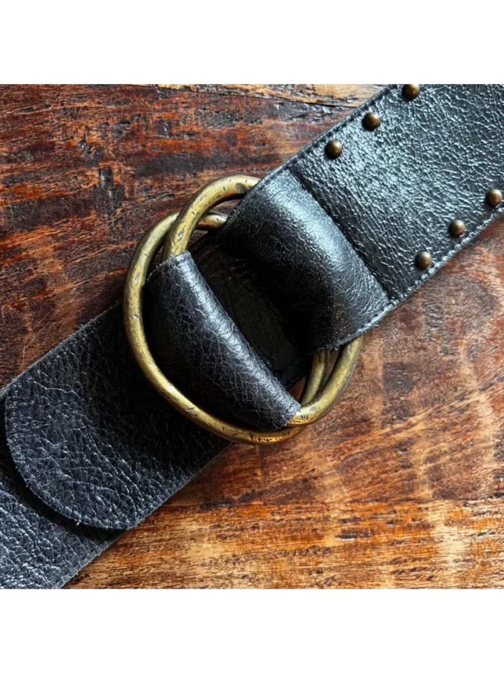 Vintage Neiman Marcus Streets Ahead M Black Leather And Solid Brass Bohemian Bel